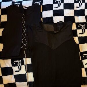 Black Sleeveless Tops Set